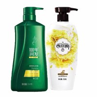100年润发柔亮去屑洗发水750ml+西亚斯香浴露700ml