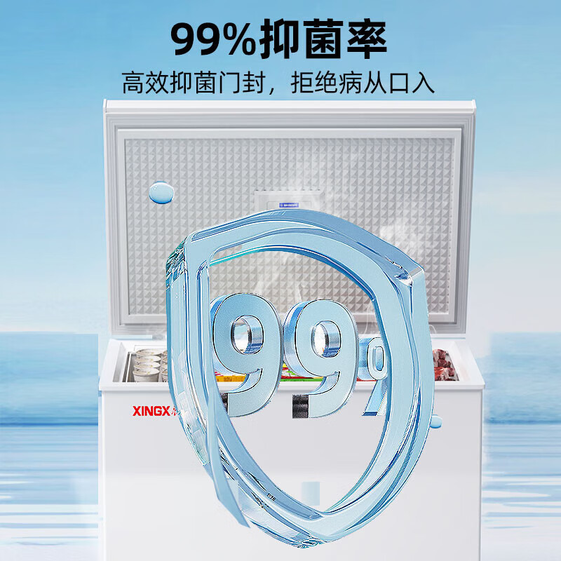星星(XINGX)BD/BC-143QE家用小型冰柜 卧式冷柜预涂内胆单温厨房商用保鲜设备143升自动减霜1级能效高清大图
