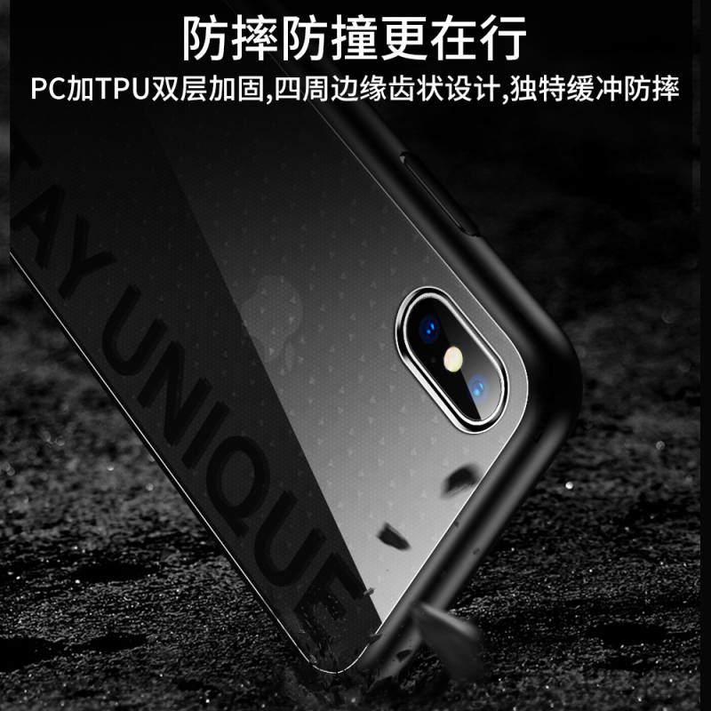 iPhoneX经典网格手机壳 透明PC背板与柔性TPU多材质相结合 预防镜头刮伤 适用于苹果x保护套 粉色