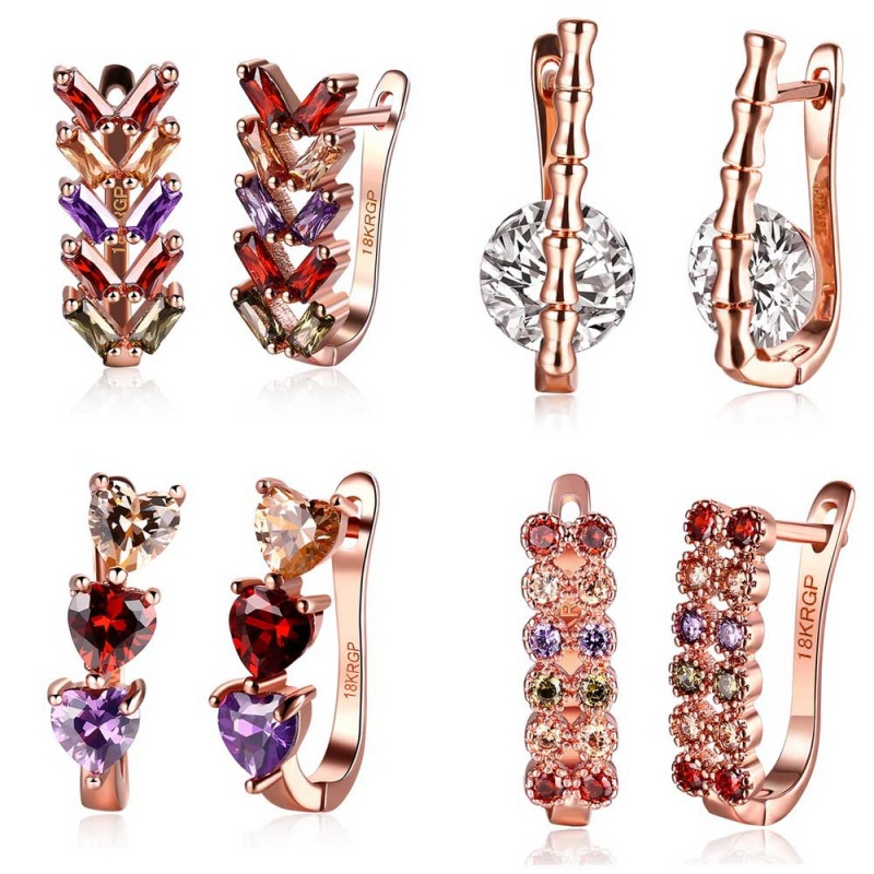 Earrings日韩玫瑰金耳钉 时尚气质彩钻耳环女甜美个性送女友饰品送女朋友七夕情人节礼物