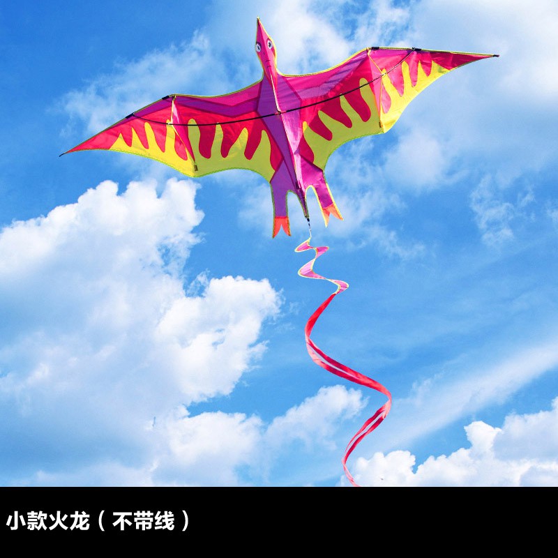 潍坊新款大小风筝微风易飞儿童可爱成型高档翼龙精品风筝送礼创意 三维工匠 大冰龙+26黄轮700专业线