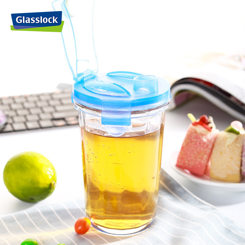 三光云彩(GLASSLOCK ) 普通玻璃水杯茶杯 餐厅果汁牛奶杯 蓝色带绳 RC105 500ml