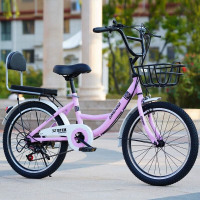 成人2426寸轻便自行车男女通用学生淑女复古通勤款Hh 新公主款单速+靠背蓝色 22寸适合身高135-165公分