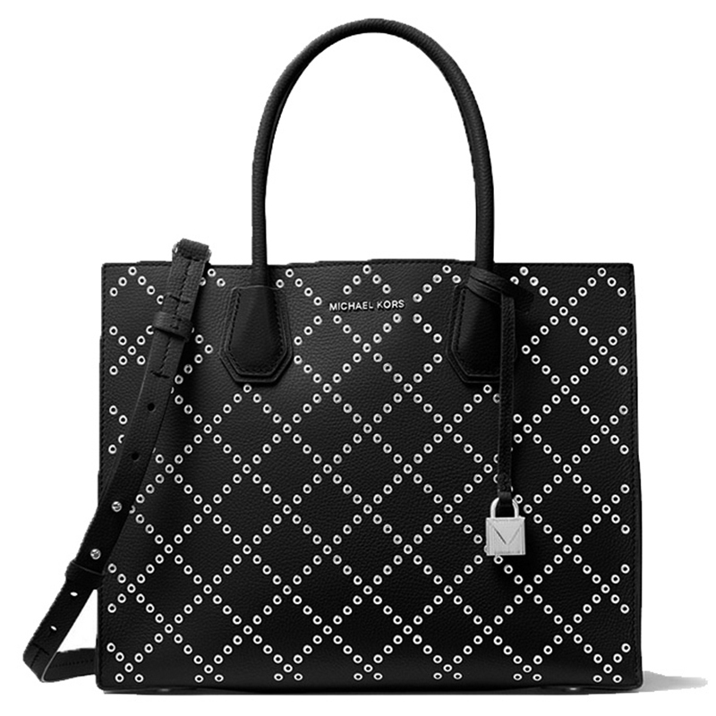 [直营]迈克·科尔斯(MICHAEL KORS) 大号Mercer Grommeted 拉链款菱格手提包斜挎单肩包 牛皮