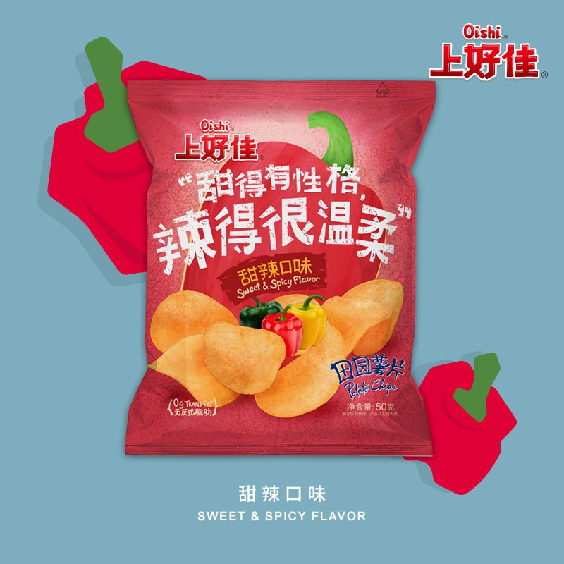 上好佳田园薯片 甜辣口味50g