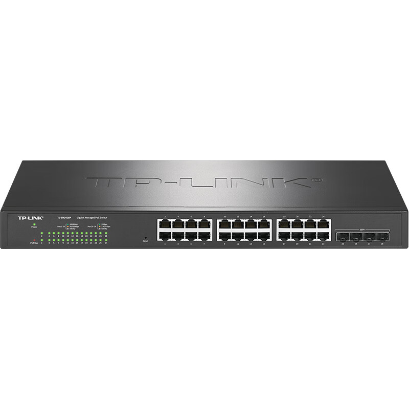 TP-LINK 24口千兆poe+4万兆光纤口二层WEB网管企业级万兆上联交换机 企业级网线分线器 TL-SH2428P高清大图