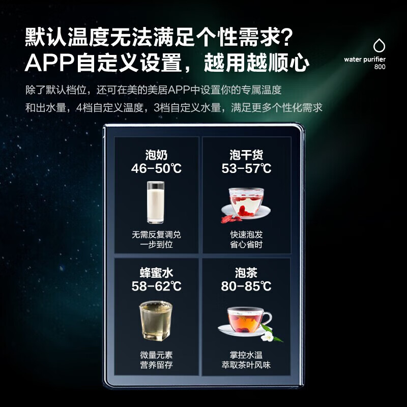 美的Midea星河800G加热净水器 多档控温TDS双数显龙头家用直饮厨下即滤净饮一体机MRO815-R