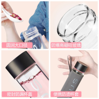 OPUS玻璃杯450ml男女士水杯子便携车载泡茶杯创意带盖随手杯透明果汁杯