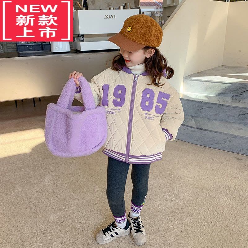 可莉允女童夹棉外套秋冬款2022新款童装儿童棒球服冬季宝宝棉衣冬装棉袄棉服图片