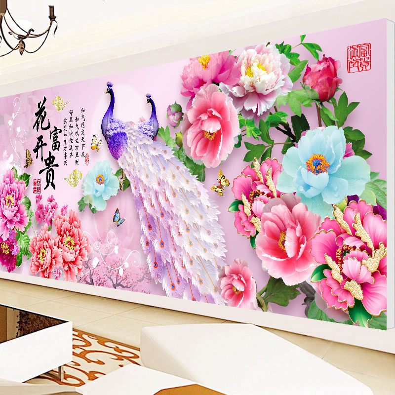 异形钻石画满钻新款花开富贵点贴钻十字绣砖石秀5d客厅钻石绣2018