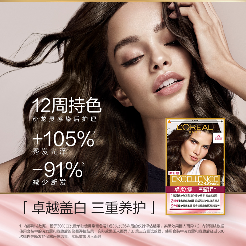 欧莱雅染发剂卓韵霜3号(自然深棕色)高清大图
