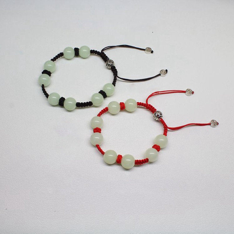 夜光圆珠手链编织手环男女款夜明珠光手串饰品送女朋友七夕情人节礼物