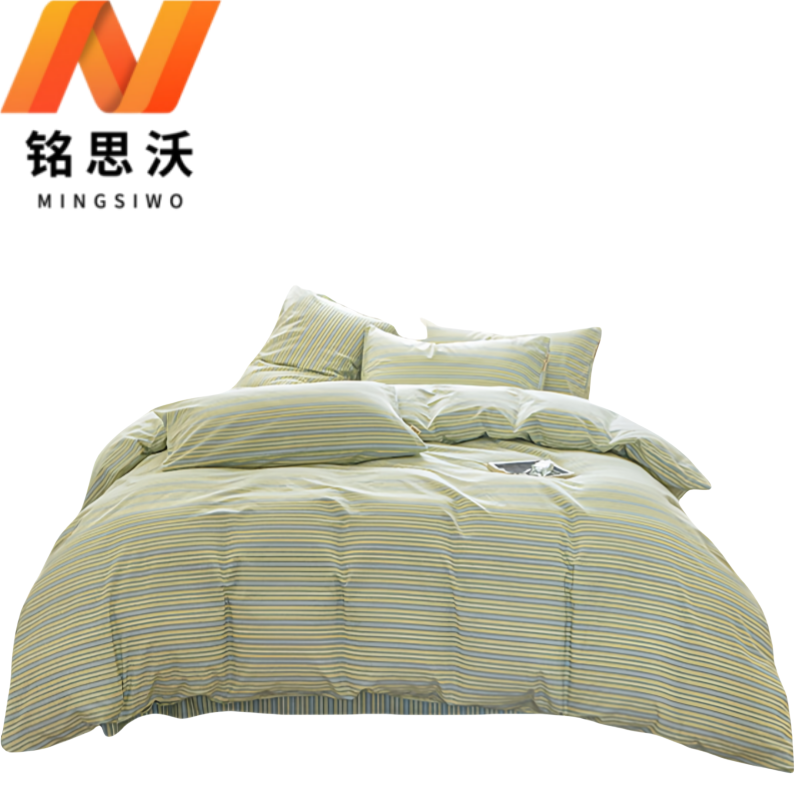 铭思沃 四件套1.8*2.0m床 绿条纹 套高清大图
