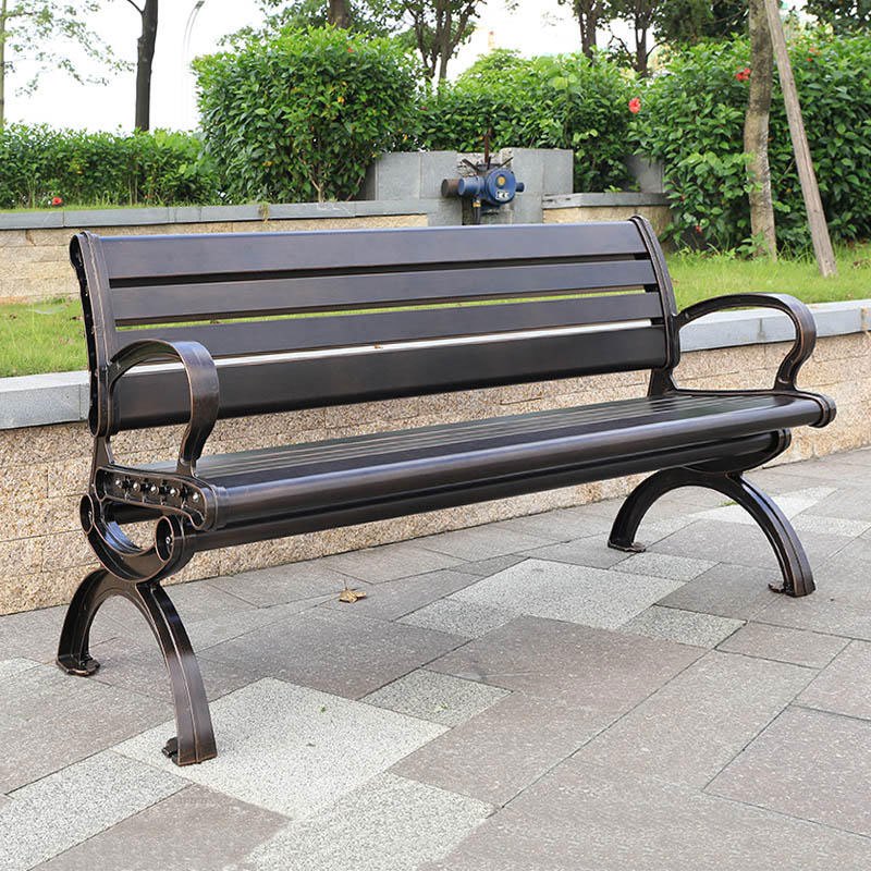 苏宁 质凡 办公家具休闲庭院公园户外带靠背铸铝座椅 1.5米带靠背高清大图