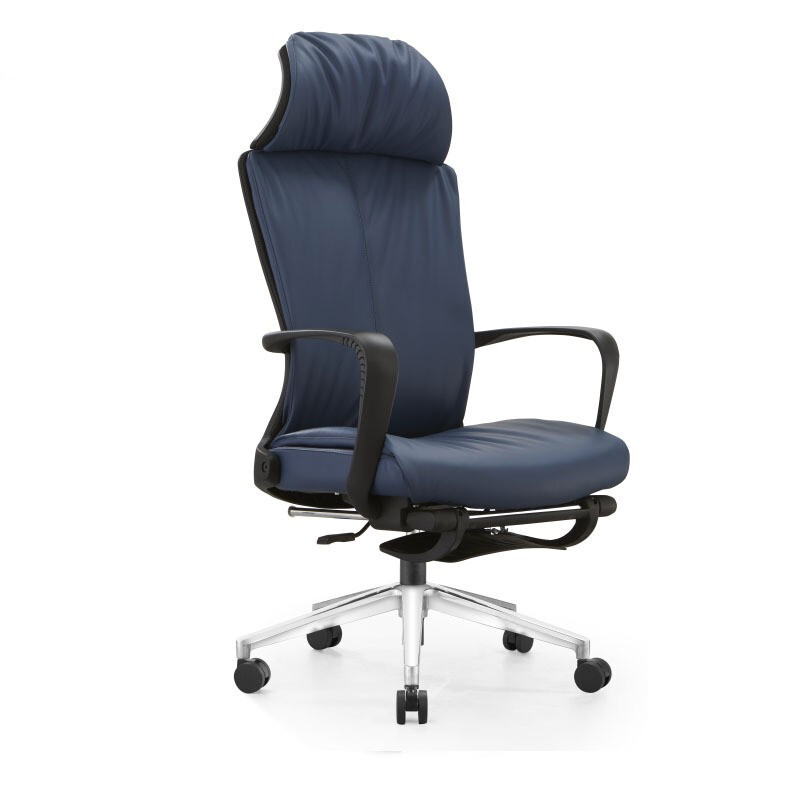 德诚和电脑椅午休椅可躺旋转网布B款黑色西皮椅（铝合金脚）540*550*1120mmH把高清大图