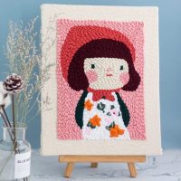 俄罗斯戳戳绣diy材料包戳戳秀墩绣手工毛线刺绣戳戳乐墩绣搓搓绣 【花裙子女孩--无戳笔】木框底_612