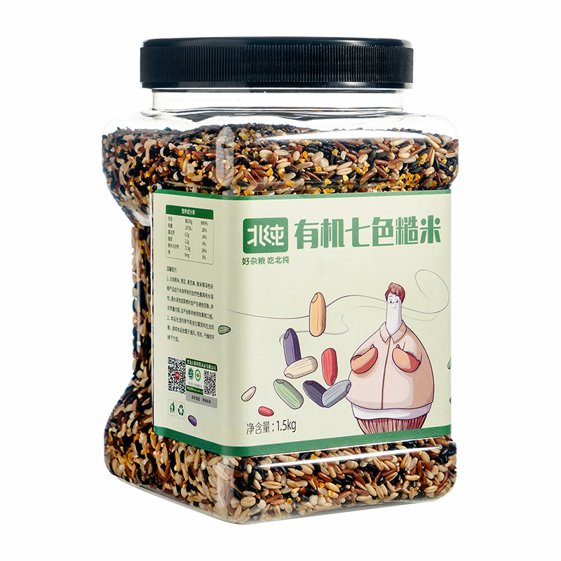 北纯 有机七色糙米 1.5kg(瓶装)高清大图