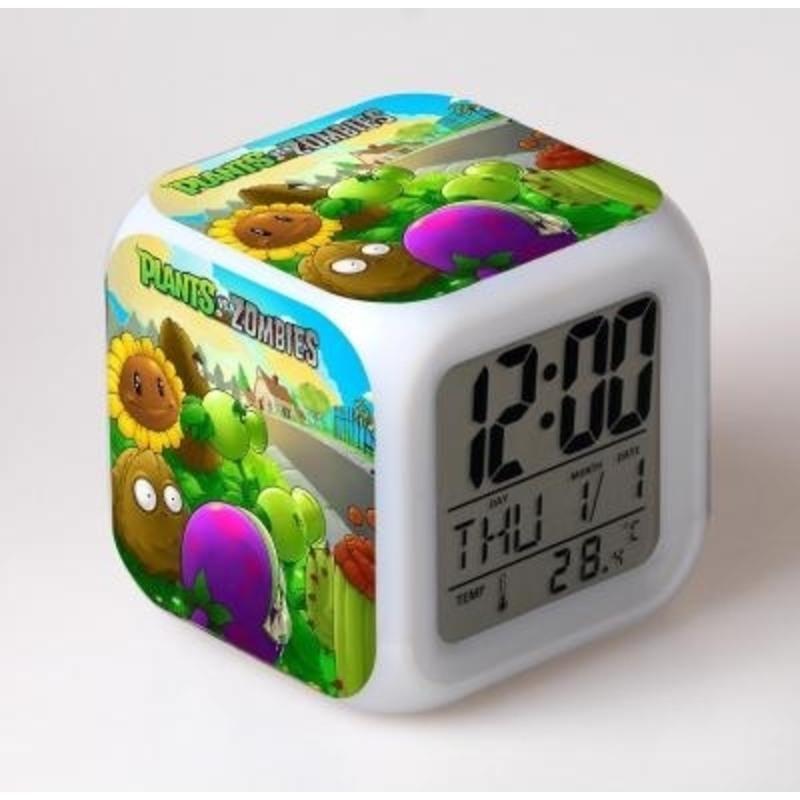 发光大战夜僵尸led床头闹钟钟表灯5112小植物学生儿童周边2
