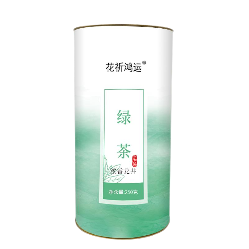 花祈鸿运绿茶浓香龙井250g桶高清大图
