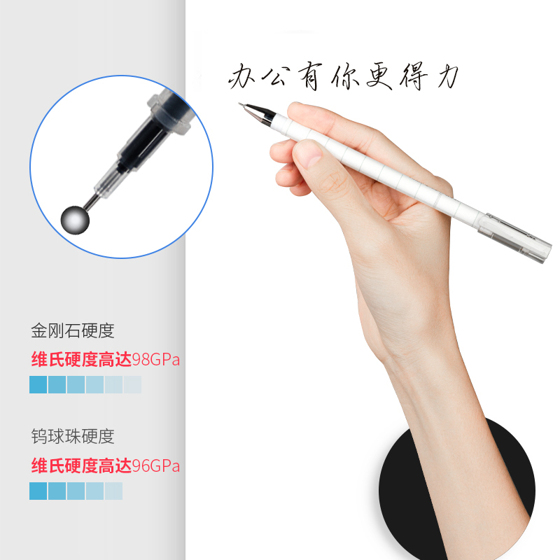 得力(deli)中性笔笔芯 书写笔水笔签字笔办公 办公用品 盒装 20支/盒 0.35mm 拔帽全针管6935黑
