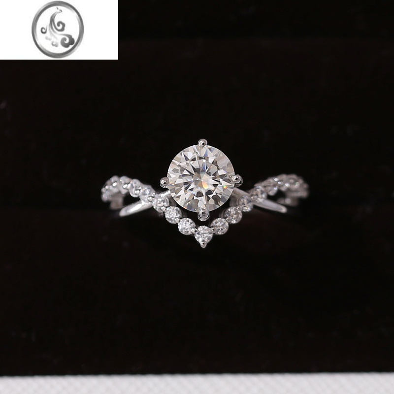 jimi一克拉莫桑石仿真钻戒四爪戒指活口可调节订结婚对戒婚礼仪式道具