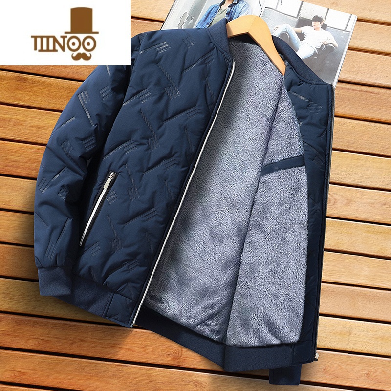YANXU冬季加厚外套男式青年加绒棉衣夹克厚款外衣立领保暖防风休闲棉服高清大图
