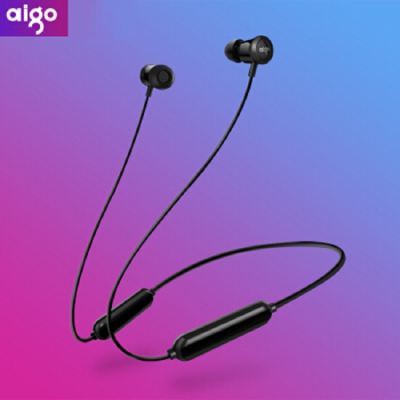 [精选]爱国者(aigo)W03-钢琴黑蓝牙耳机无线运动 双耳项圈式5.0蓝牙耳机挂脖头戴入耳式