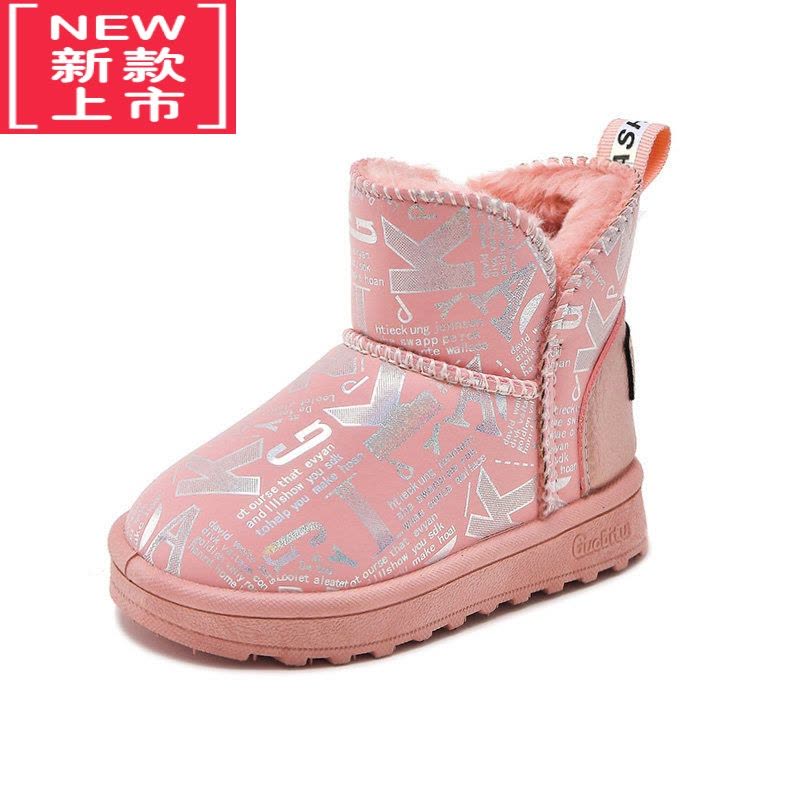 可莉允冬季儿童雪地靴防水女童时尚靴子宝宝加绒保暖棉鞋小孩防滑短靴图片