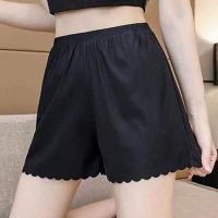 南极人宽松安全裤女防走光可外穿jk打底保险短裤薄款夏冰丝配裙子 均码75-120斤 荷叶波浪边黑色