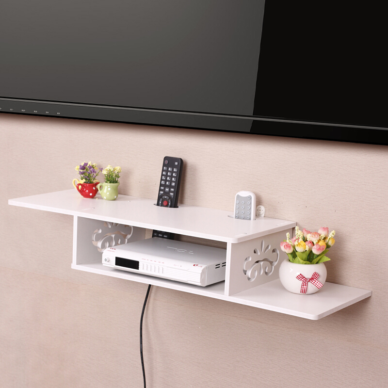 创意简约现代电视机顶盒置物架墙上隔搁板路由器光猫支架壁挂壁饰壹德