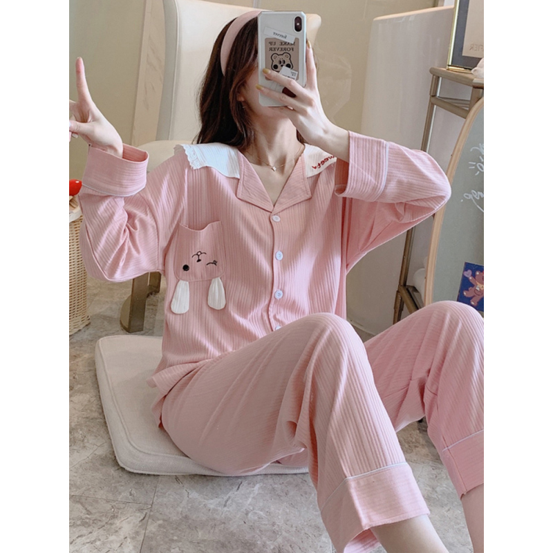 可莉允睡衣女春秋棉长袖甜美可爱公主风秋季薄款棉家居服套装可外穿