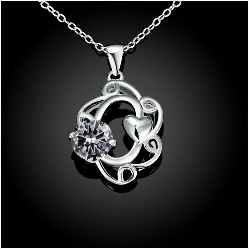 N038 Women Silver Necklace日韩版镂空个性坠项链女防过敏银饰送女朋友七夕情人节礼物