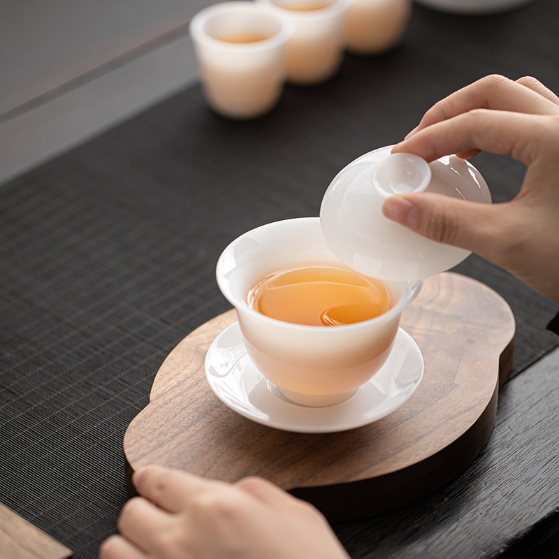 苏氏陶瓷(SUSHI CERAMICS)功夫茶具冰种玉白瓷薄胎羊脂玉厚润如玉高冰款套组