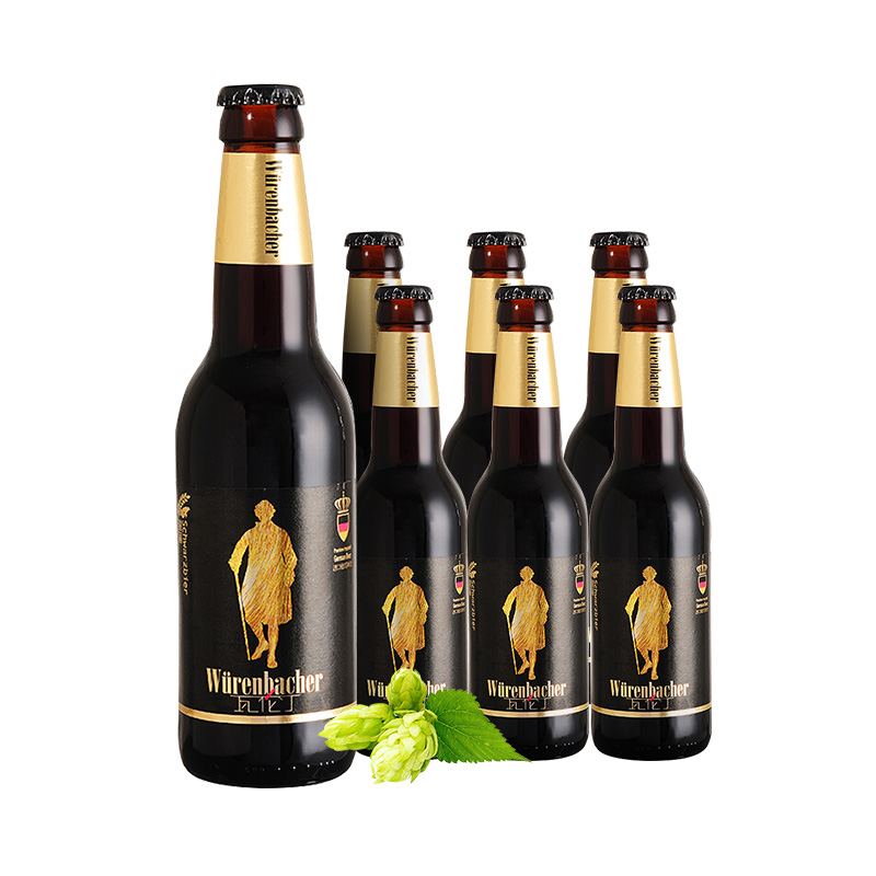 瓦伦丁(wurenbacher)黑啤啤酒330ml*6瓶(瓶装啤酒)装德国原装进口