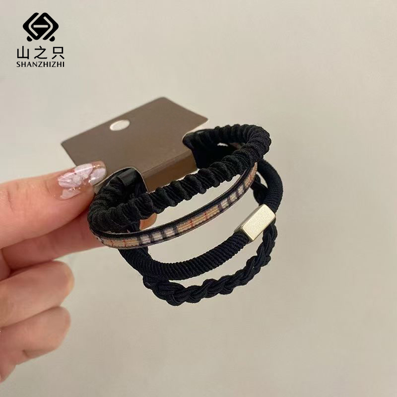 山之只 百搭高弹力皮筋发圈 黑色系4根/包高清大图