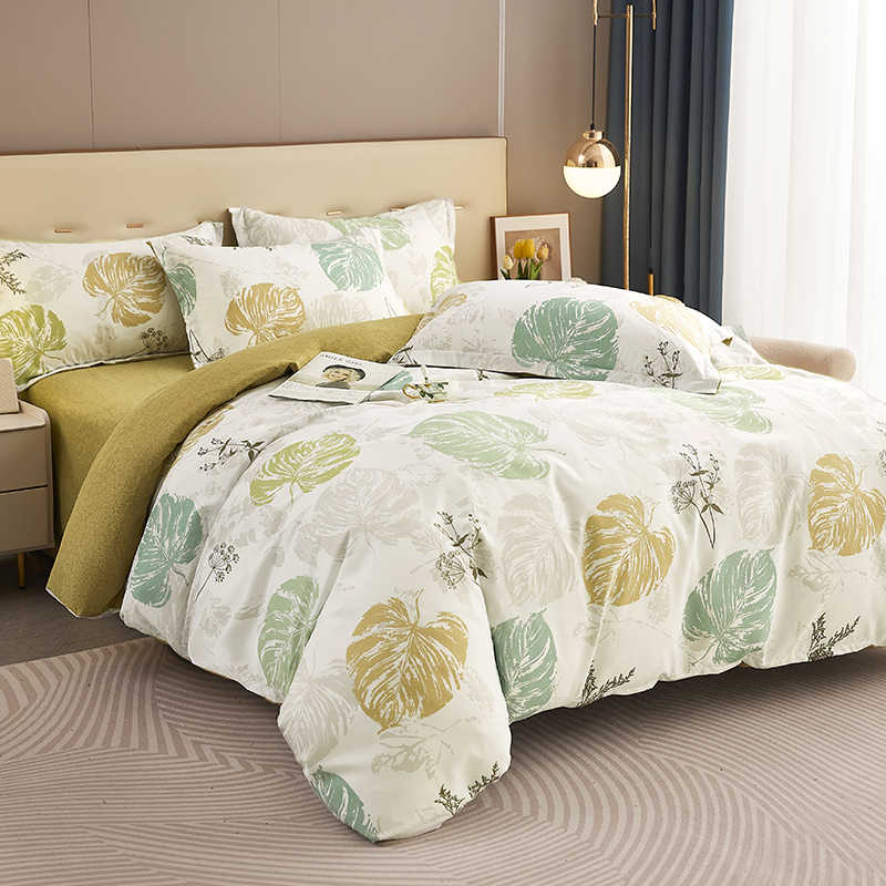 唐纳家纺 云感磨毛四件套-叶落清晨 200*230CM- TN-KT23038高清大图