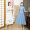 2021年新款绣花民族风盘扣旗袍套装国民丰改良汉服套装女