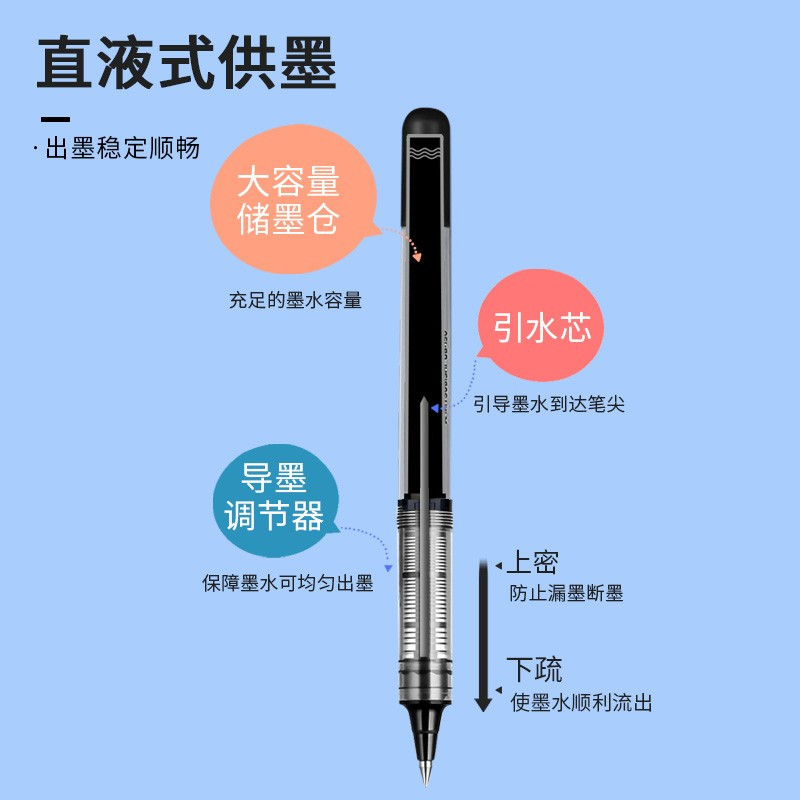 三菱 UB-150中性笔 直液式走珠笔签字笔0.5mm耐水考试财务用笔 蓝色一支装