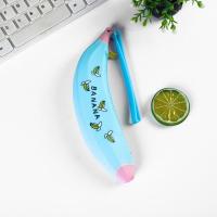 水果蔬菜造型学生硅胶笔袋创意铅笔袋女生零钱包钥匙包收纳袋 香蕉蓝