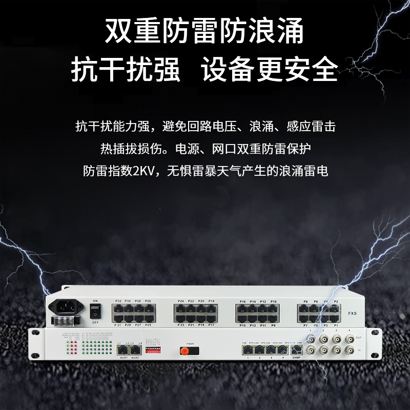 博扬(BOYANG) 数字电话光端机32路电话语音对讲音频+2路物理隔离百兆网络 FC接口机架式 1对BY-32P2EV