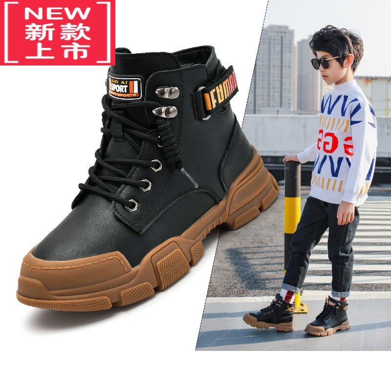 可莉允男童马丁靴儿童鞋子秋冬加绒加厚中大童棉鞋2022年新款小孩童靴子图片