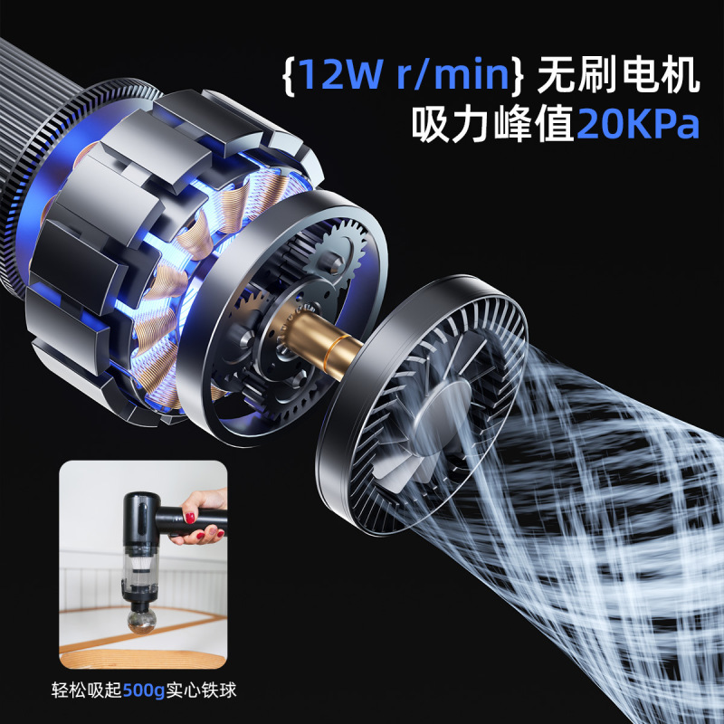冀华美车载吸尘器超强大吸力汽车专用无线手持小型便携式 白色[无刷电机吸力升级-吹吸抽一体机+宽口吸嘴]高清大图
