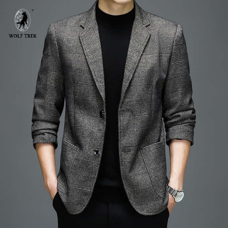七匹狼国际公司授权wolftrek西服男装秋冬新款男士西装休闲纯色套中