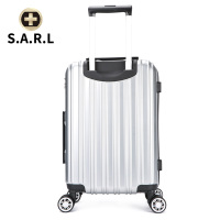 S.A.R.L瑞士拉杆箱 可放15.6英寸 手提电脑包拉链静音万向轮旅行箱 男女密码锁箱PC+ABS 银色28寸
