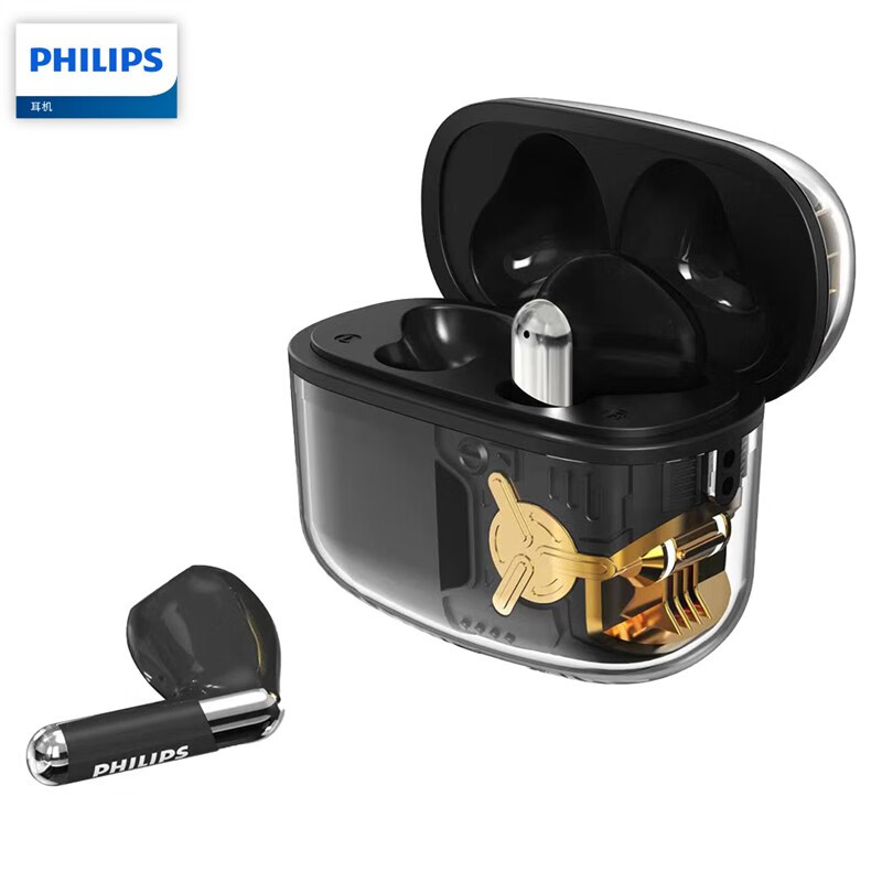 飞利浦(PHILIPS)真无线蓝牙耳机佩戴舒适不入耳音乐运动耳机苹果安卓通用TAT1168 黑色