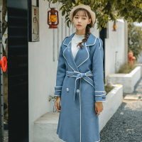 NBUSMK时尚品牌毛呢外套女中长款韩版2018新款修身双面呢羊绒大衣秋装秋冬潮