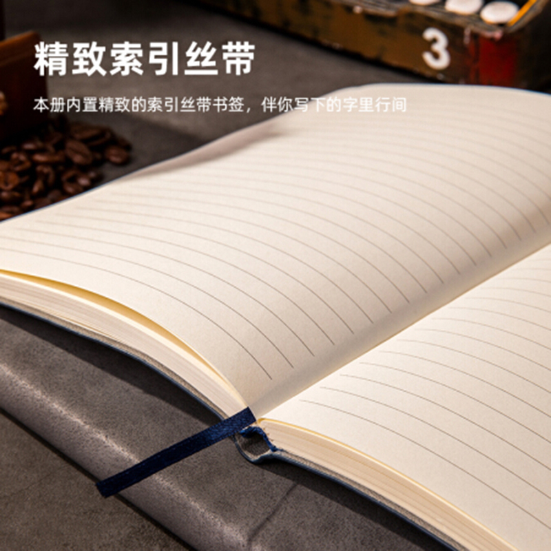得力 3340 羊巴皮记事本 加厚复古日记本皮面本笔记本子文具办公用品A5/120张 灰色