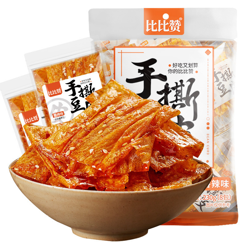 [69元任选10件]欧贝拉手撕豆皮230g辣片辣条豆干辣味小包装网红休闲零食小吃食品