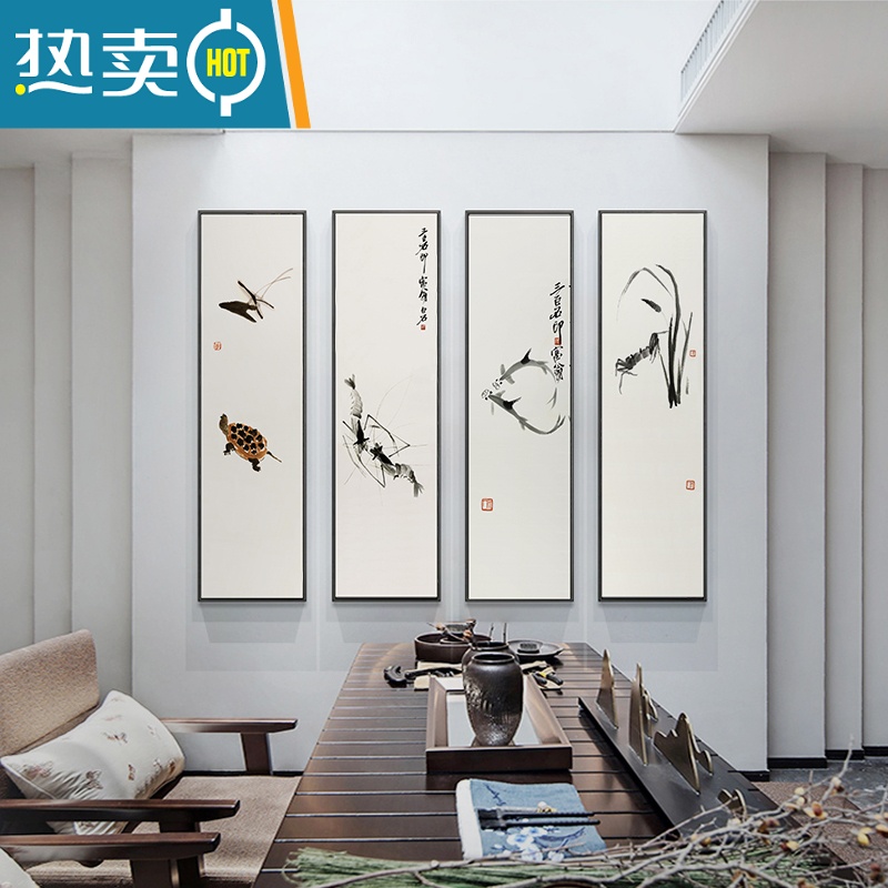敬平水墨画新中式客厅沙发背景墙装饰画餐厅茶室壁画办公室挂画装饰画高清大图