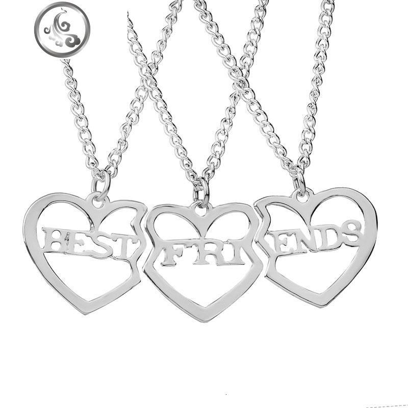 韩版新款姐妹闺蜜三人项链女学生朋友三色戒指友谊吊坠生日_43 3439银色